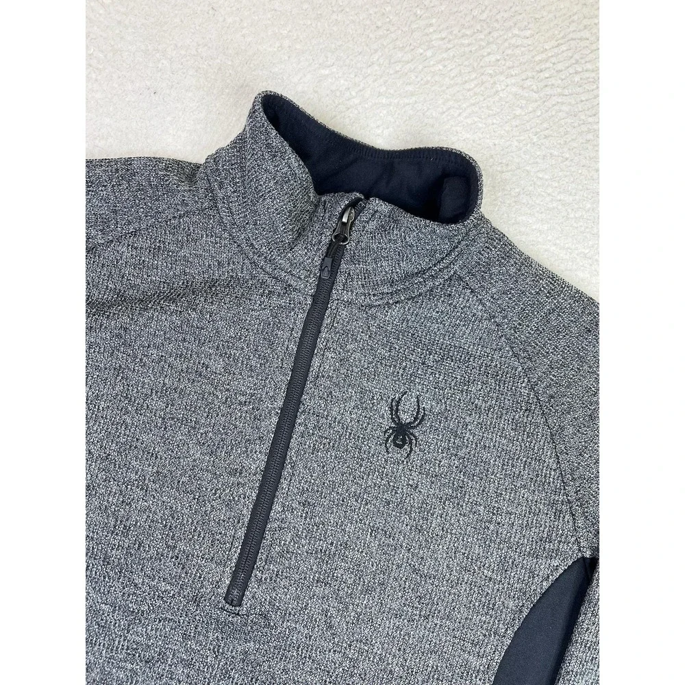 Spyder Pullover Mens Large Gray 1/4 Zip Long Sleeve Ski Fleece Performance Top - Picture 4 of 10